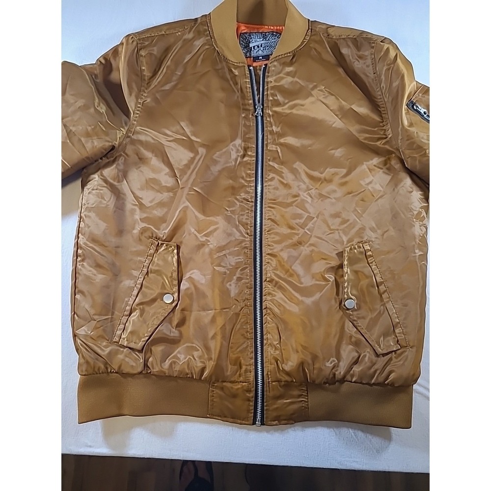 Brooklyn Cloth Bomber Gold Jacket Medium Snaps Pockets Cigarette Sleeve Pocket‎